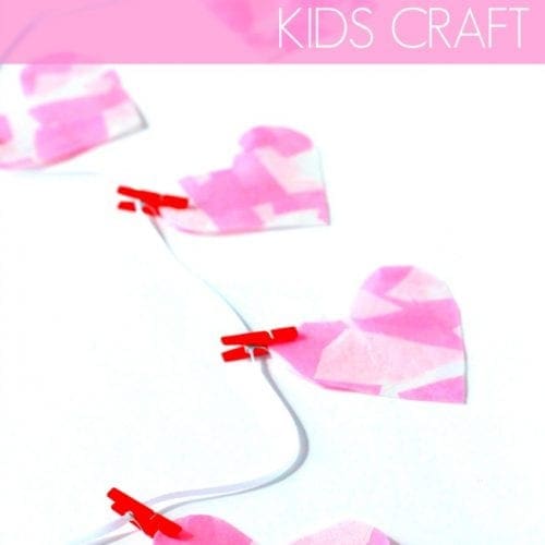 Mosaic heart Valentine's day banner kids craft
