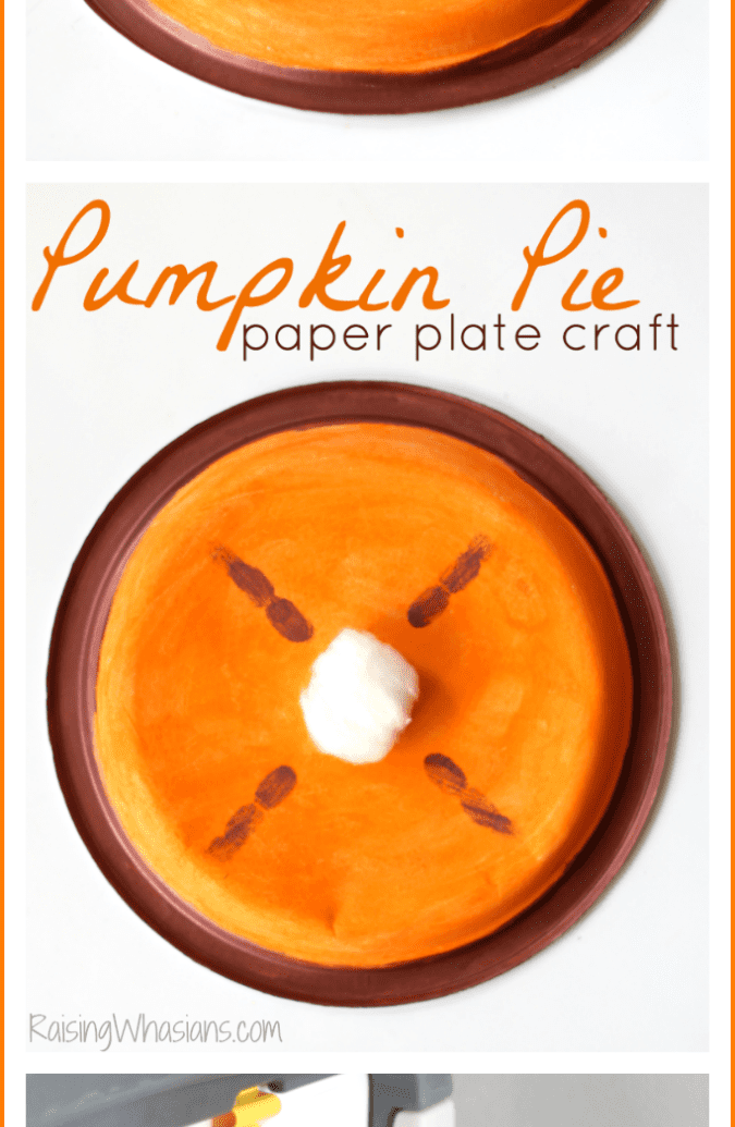 Pumpkin pie paper plate craft for preschoolers