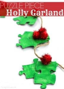 Puzzle piece holly garland