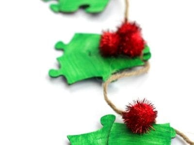 Puzzle piece holly garland