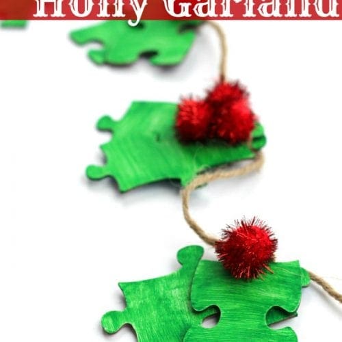 Puzzle piece holly garland