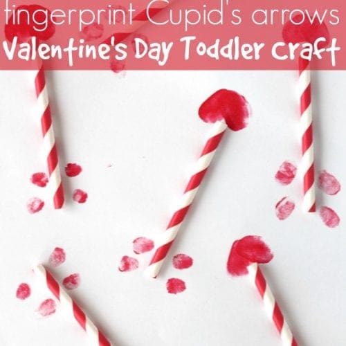 Valentine's day toddler craft fingerprint cupid's arrows