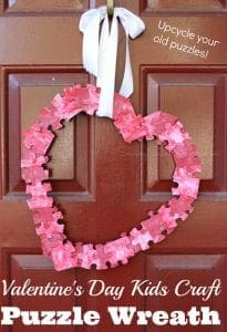 Valentine's kids craft puzzle wreath