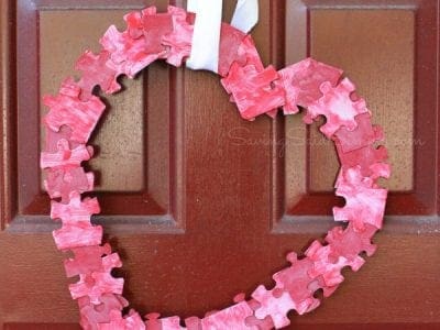 Valentine's kids craft puzzle wreath