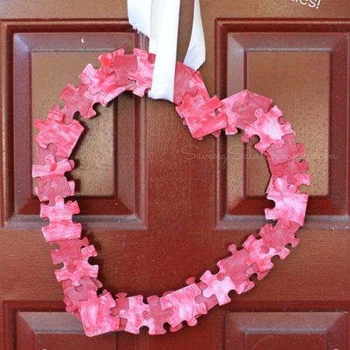 Valentine's kids craft puzzle wreath