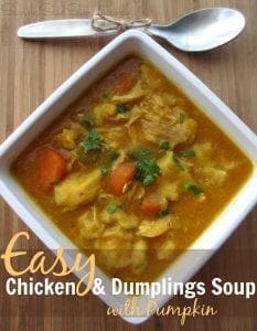 Easy chicken dumplings soup with pumkin