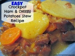 Easy crockpot ham cheesy potatoes stew recipe