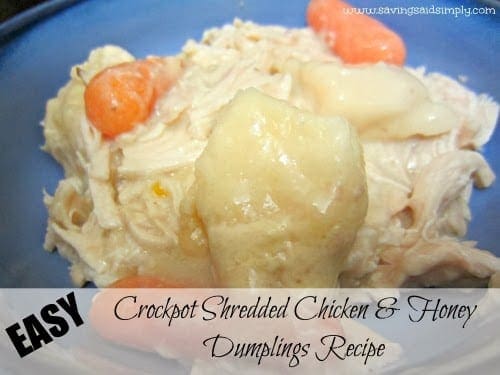 Easy crockpot shredded chicken honey dumplings recipe