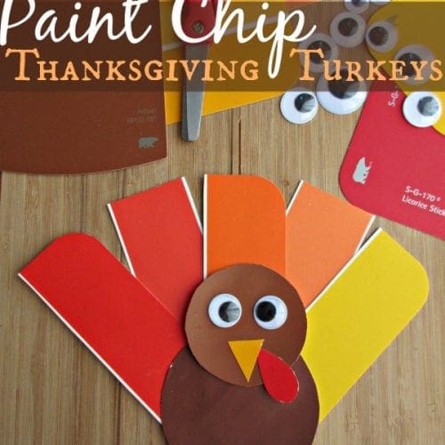 Paint chips kids craft turkey