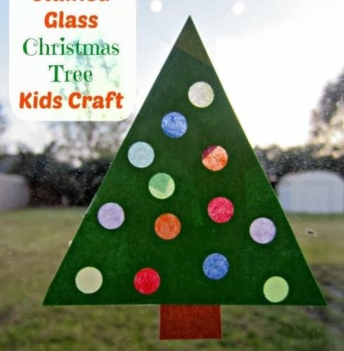 Stained glass Christmas tree kids craft