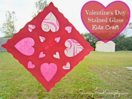 Valentine's day stained glass kids craft