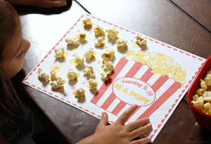 Free popcorn counting printable for preschoolers
