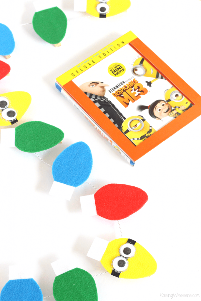 Festive DIY Minions Garland for a (NON) Despicable Christmas Card Display - Raising Whasians Christmas minions kids craft