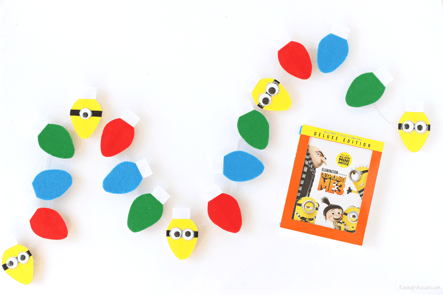 Festive DIY Minions Garland for a (NON) Despicable Christmas Card Display - Raising Whasians DIY minions garland