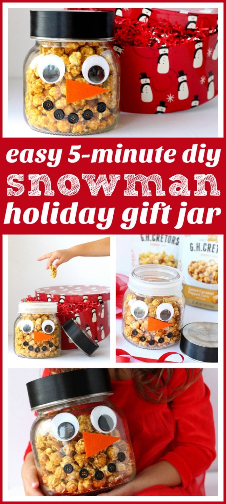 DIY Popcorn Snowman Jar | Easy Holiday Gift Idea - Raising Whasians