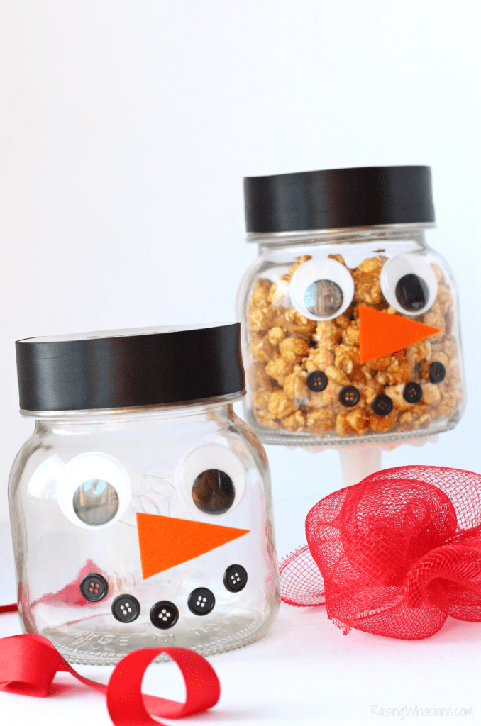 DIY Popcorn Snowman Jar | Easy Holiday Gift Idea - Raising Whasians Easy DIY holiday gift jar