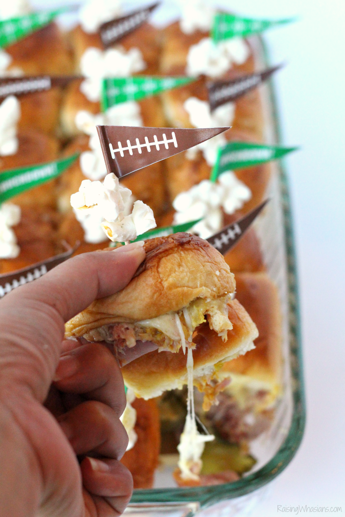 Wow your football party with these Easy Cuban Sliders for Game Day | easy sheet pan sandwiches for a delicious appetizer idea - This appetizer recipe would be perfect for a game day meal plan or for a superbowl party. Don't miss this easy sandwich recipe. #Recipe #SuperBowlRecipe #GameDayFood #EasyRecipe #Appetizer