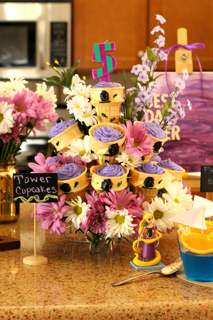 Tangled cupcake tower