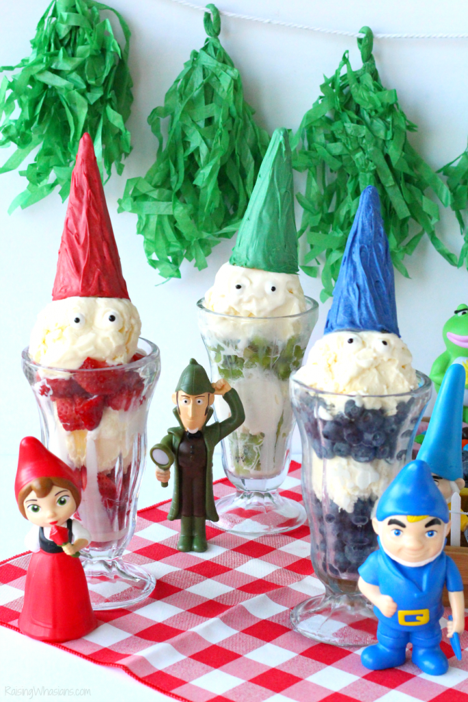 Who can say "gnome" to ice cream? Gather the family for these easy Sherlock Gnomes Ice Cream Party Ideas to celebrate the movie sequel to Gnomeo & Juliet - This icecream party is the perfect summer party for kids or movie party for families. #PartyPlanning #SummerFun 