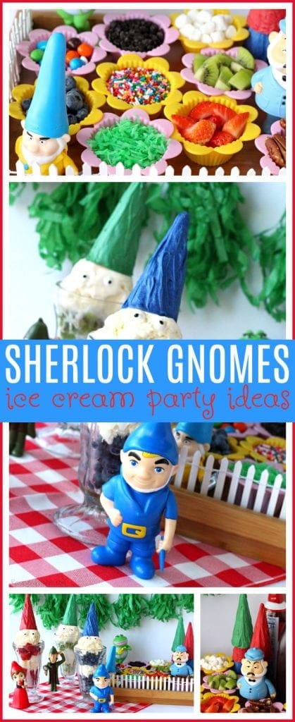 Who can say "gnome" to ice cream? Gather the family for these easy Sherlock Gnomes Ice Cream Party Ideas to celebrate the movie sequel to Gnomeo & Juliet - This icecream party is the perfect summer party for kids or movie party for families. #PartyPlanning #SummerFun 