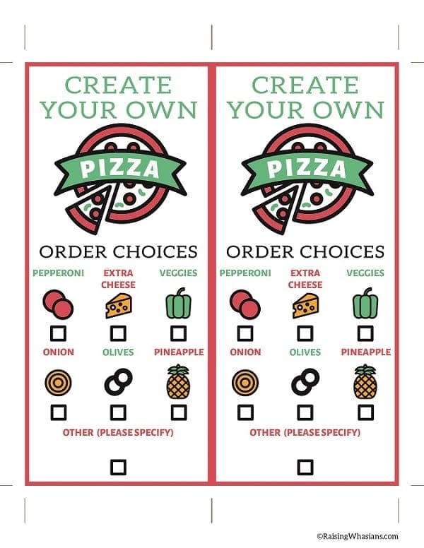 FREE Pizza Order Form Printable & Lunch Date with Daddy Raising Whasians