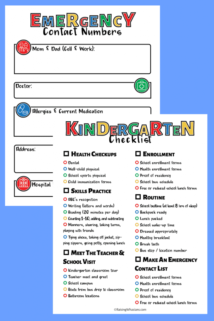 Free Printable Kindergarten Checklist