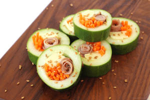 Kid friendly cucumber sushi