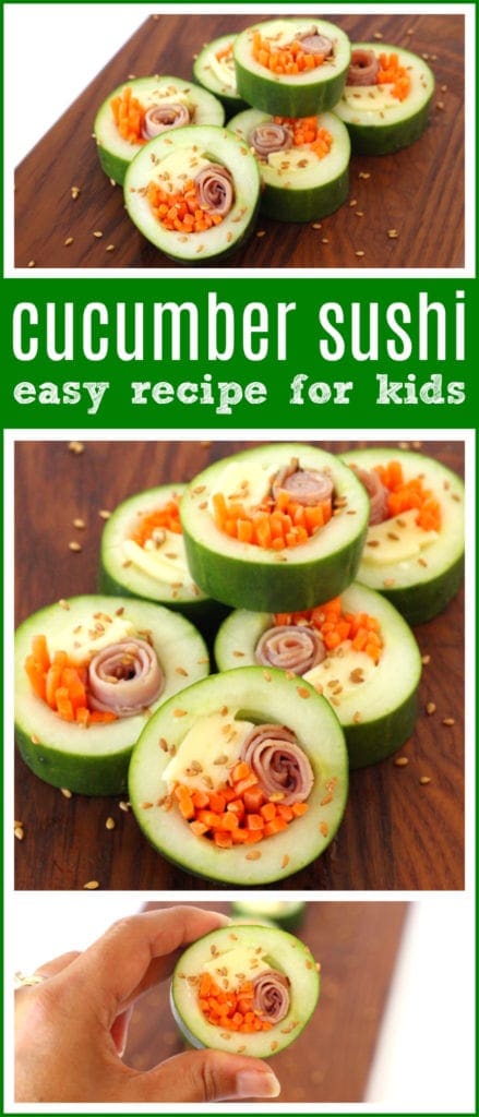 School lunch sushi Kid Friendly Cucumber Sushi for Back-to-School | Quick & fun kids lunchbox idea - perfect for school lunches! Healthy & easy gluten & sandwich free recipe - This school lunch recipe would be perfect for a gluten free meal plan or as an appetizer for a party. #GlutenFree #GlutenFreeRecipe #LunchBox #LunchBoxRecipe #MealPlan #appetizer