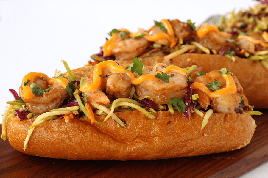 Asian shrimp po boy Bring authentic flavor to your Asian fusion cooking! Asian Shrimp Po Boy with Spicy Slaw Recipe, made with secret ingredient Lee Kum Kee Chui Chow Chili Oil #Dinner #Lunch #Recipe #DinnerRecipe