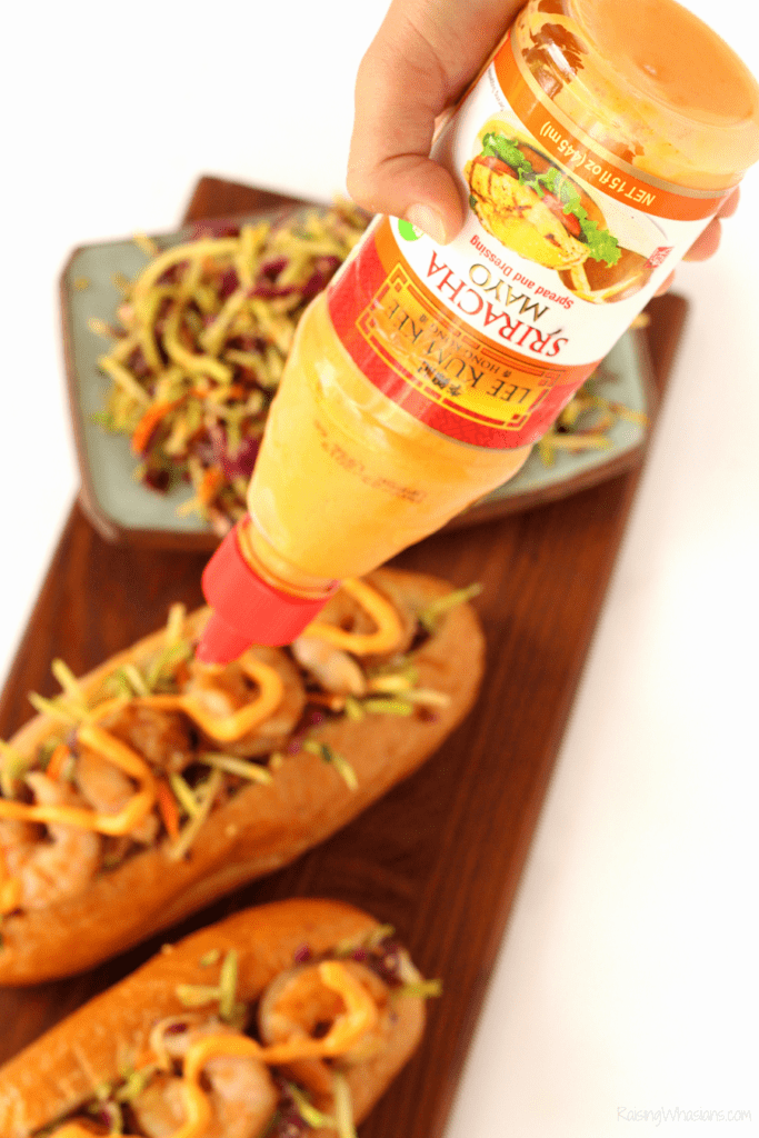 Lee Kum Kee sriracha mayo Bring authentic flavor to your Asian fusion cooking! Asian Shrimp Po Boy with Spicy Slaw Recipe, made with secret ingredient Lee Kum Kee Chui Chow Chili Oil #Dinner #Lunch #Recipe #DinnerRecipe