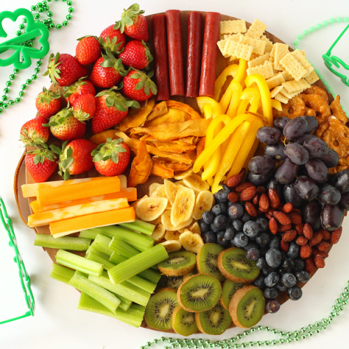Rainbow cheese board for kids