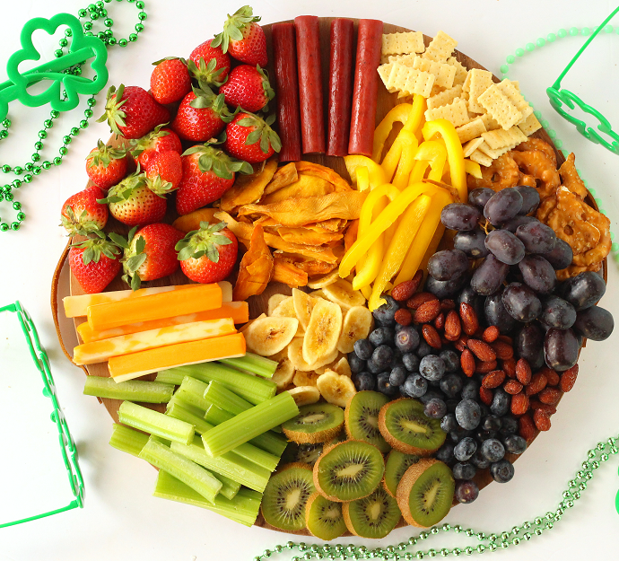 Rainbow cheese board for kids