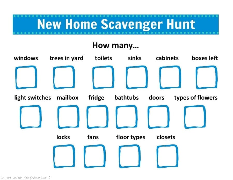 Free new home scavenger hunt