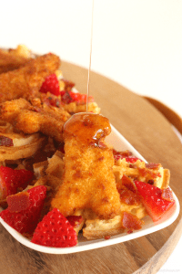 Kid friendly chicken and waffles nachos