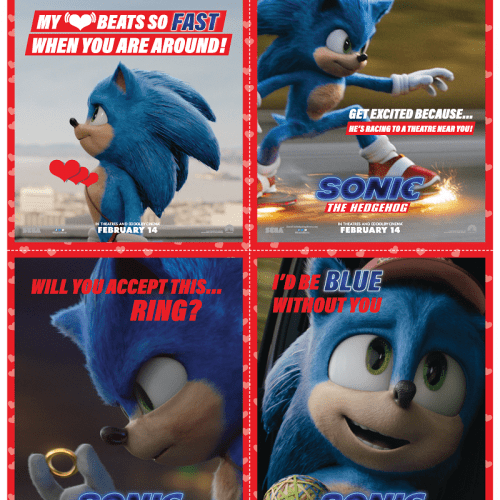 Free printable sonic movie valentines