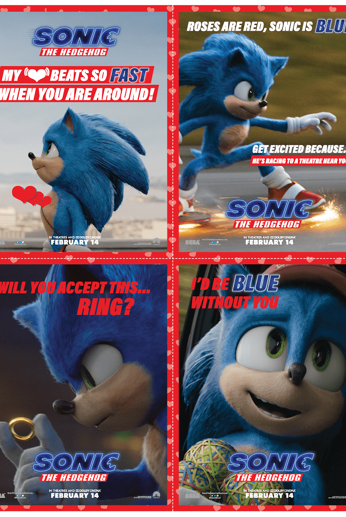 Free printable sonic movie valentines