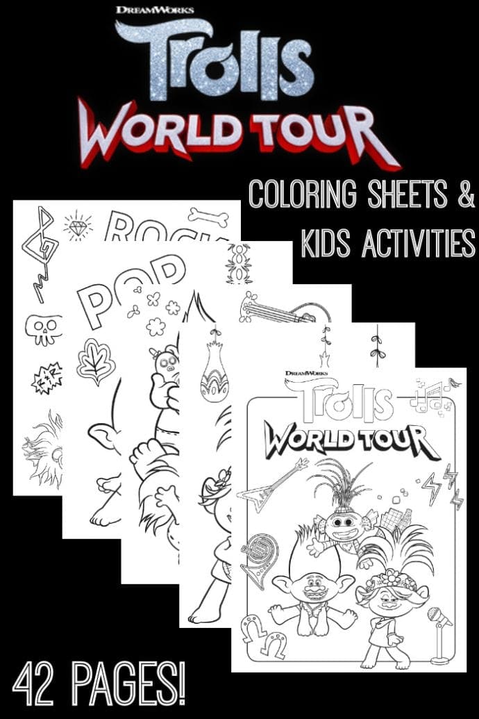 Free trolls world tour coloring sheets